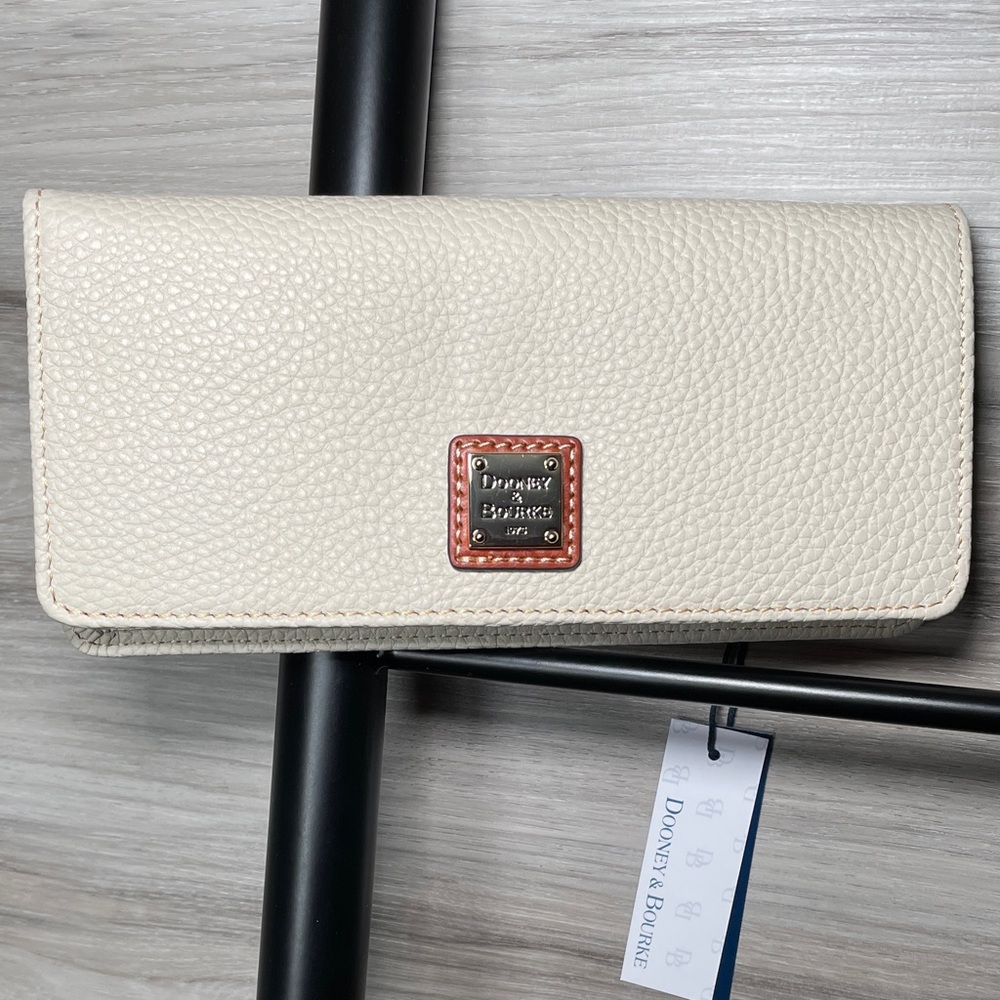 NIB- Dooney & Bourke Pebble Leather Slim Wallet, Bone - Picture 2 of 8